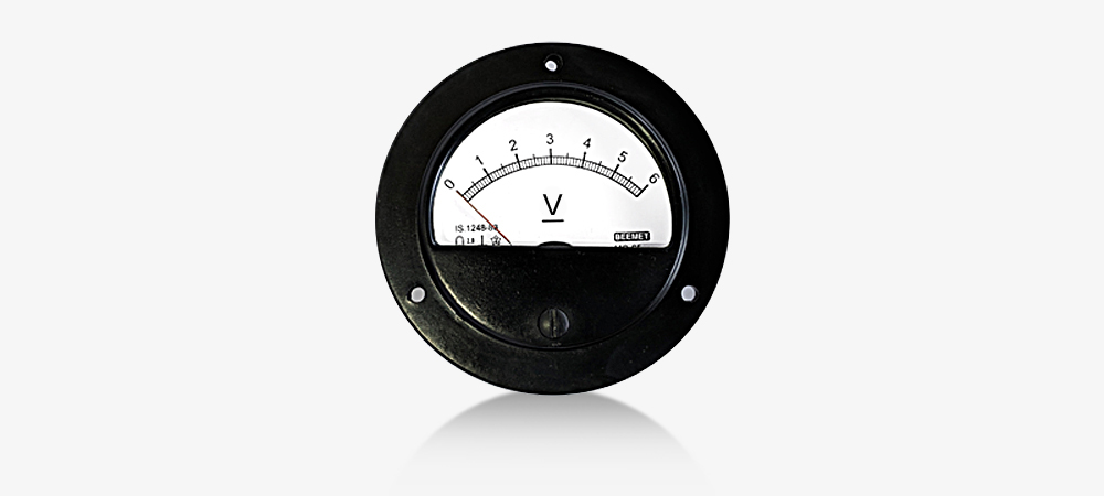 Beemet M series voltmeters manufactured in both Moving Coil and Moving Iron type, are designed for wide view with a clear glass front.