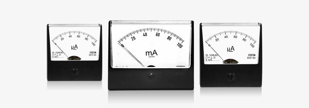 These Beemet CF series1 ammeters are manufactured in both Moving Coil and Moving Iron type, are designed for wide view with a clear polycarbonate front.